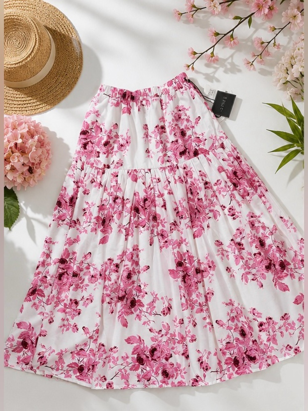 1.STATE Floral Smocked Waist Skirt | NWT | Size S | Nordstrom 🌸 - Picture 3 of 9